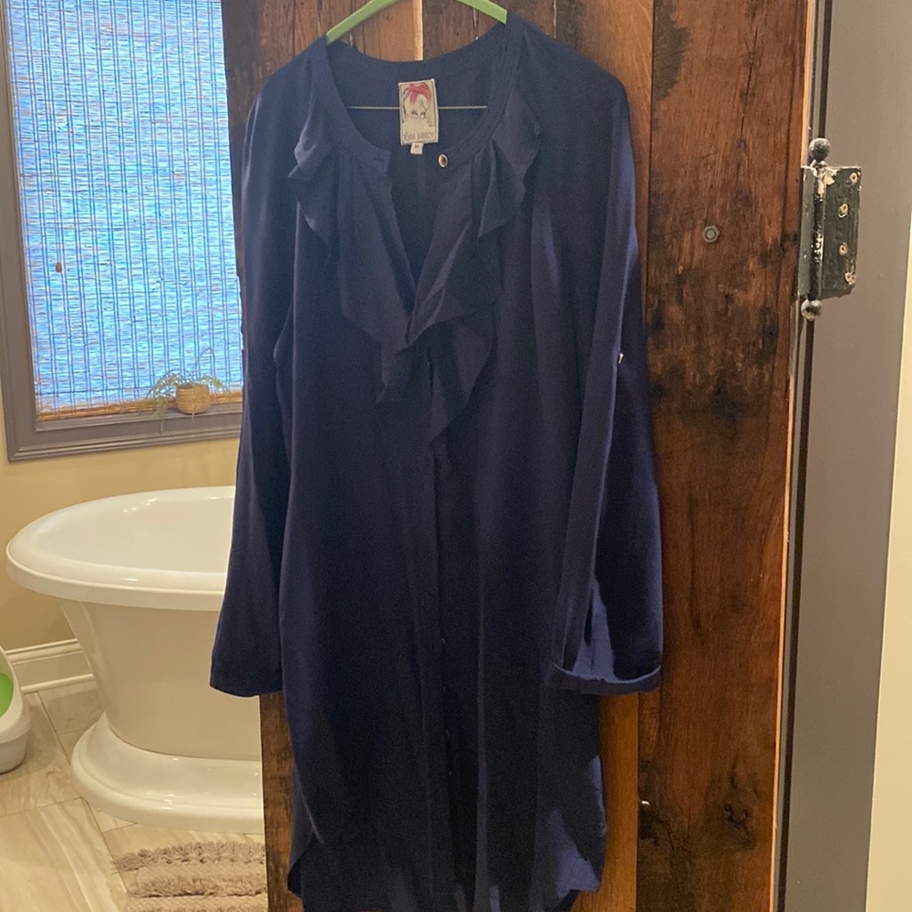 Navy silk dress perfect with boots and belt